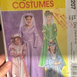 5/$25 McCall M45207 Royal Princess Costume Set - sewing pattern